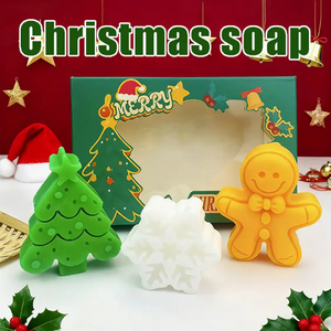 สบู่ก้อนสมุนไพรบำรุงผิวขาวใส ทำมือ ทำความสะอาดอย่างอ่อนโยนทั่วร่างกาย ล้างเครื่องสำอาง ชุดสบู่ของขวัญคริสต์มาส - Product Image 1