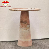 Table basse ronde en marbre crème rose, grande dalle, étanche, moderne et luxueuse, pour villa, hôtel, appartement, utilisation intérieure