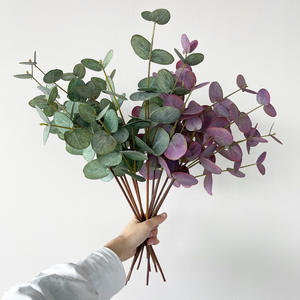 Planta Artificial de Hoja Redonda de Eucalipto de 48 cm, Goma Suave, Alta Simulación, Verde, Morado, Rojo, Decoración del Hogar, Accesorios para Bodas - Product Image 1