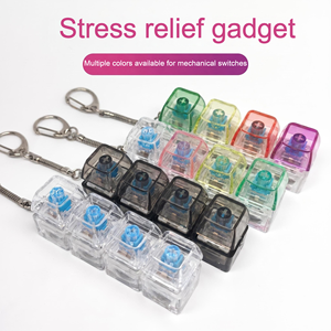 Porte-clés transparent en forme de touche de clavier, anti-stress, avec interrupteurs et lumière, type fidget clicker - Product Image 1