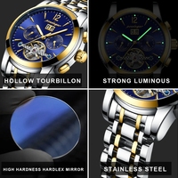 Montre automatique mécanique pour homme Poedagar 1406, phase de lune, acier inoxydable de haute qualité, marque, étanche, lumineuse