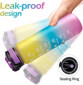 Logo1000ml personnalisé haute capacité PC plastique verres graduel mode gobelet randonnée en plein air jus de fruits bouteille d'eau avec couvercle - Product Image 5