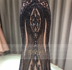 Ruolai OEV-L4209 Abito <span class=keywords><strong>da</strong></span> Sera Formale <span class=keywords><strong>da</strong></span> Donna con Ricche Applicazioni di Perline e Paillettes, Maniche Corte, Nero, Vestito <span class=keywords><strong>da</strong></span> Festa - Product Image 4