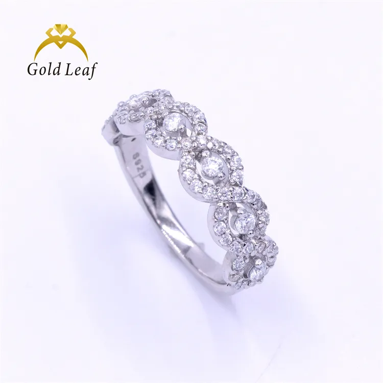 Goldleaf popolare Vintage 10K Soild White Gold Rings Jewelry Diamond Cut Moissanite anello di fidanzamento per uomo donna