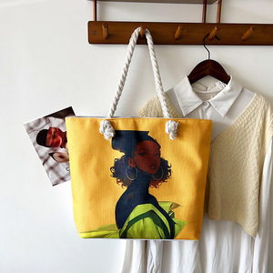 Nuevo Bolso Tote Versátil para Mujer, Portátil, para Compras, con Estampado Estético, Asa de Cuerda Gruesa, para la <span class=keywords><strong>Playa</strong></span> - Product Image 6