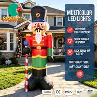 Soldat Casse-Noisette Gonflable Géant de Noël de 3 m avec Lumières LED, Décoration Gonflable Étanche pour Jardin et Affichage Festif
