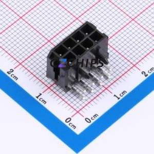 A300E1W2-2B8P12 Wire-to-Board Pin Header Bent Lead Through Hole,P=3mm Connector 2x4P 3mm Right Angle Insert Micro-Fit (MX 3.0) - Product Image 1