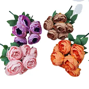Commercio all'ingrosso diretto grandi fiori decorativi standard paesaggistica decorazione di nozze fiore artificiale 7 teste peonia reale