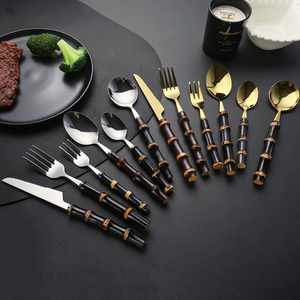 Juego <span class=keywords><strong>de</strong></span> Cubiertos Estilo Occidental con Mango <span class=keywords><strong>de</strong></span> Bambú, Cuchillo, Tenedor y Cuchara <span class=keywords><strong>de</strong></span> Acero Inoxidable, Cuchara para Café/<span class=keywords><strong>Postre</strong></span>/Helado - Product Image 3
