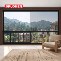 Ventana Corredera Moderna de Aluminio Negro con Vidrio Templado de Vista Completa, Ventana Corredera Exterior Resistente a Huracanes para Patio