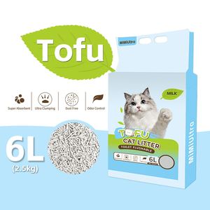 Litière pour chat au tofu 6L, remplissage naturel à base de plantes, litière agglomérante au sable de tofu pour chat - Product Image 1