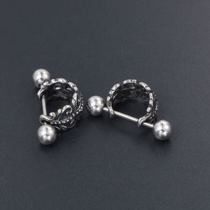 Pendientes con clip con diseño floral clásico, diseño geométrico de plata tibetana para hombres y mujeres, estilo callejero CF100 - Product Image 4