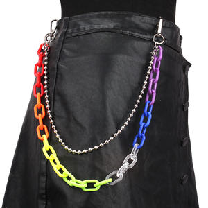 Punk Waist Chain Seven Color Double Layer <b>Plastic</b> Geometric <b>Beads</b> Party Fashion Body Chain - Product Image 1