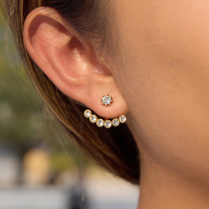 <b>Stud</b> Earrings 18K Gold Plated Rhinestone Claw Setting <b>Titanium</b> Steel Post Everyday Wear Geometric Design - Product Image 2