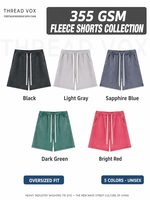 Shorts Bermuda Vintage Homme Personnalisés THREAD VOX 330 g/m² en Molleton Bouclette Lourd Brossé Délavé Effet Vieilli avec Cordon de Serrage et Taille Élastique