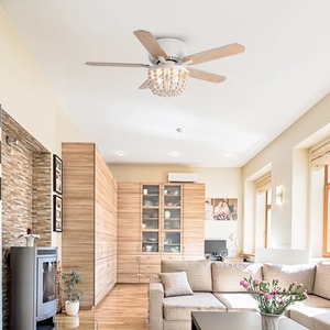 Fil de fer complet 48 pouces cristal Led ventilateurs de plafond avec télécommande 220V décoration ventilateur de plafond lumières - Product Image 2