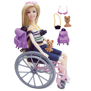 Ensemble de poupée princesse de 11,5 pouces avec cheveux blonds raides et robe avec accessoires poupée en plastique <span class=keywords><strong>fauteuil</strong></span> <span class=keywords><strong>roulant</strong></span> - Product Image 1