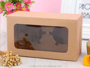 Недорогая поставка, одинарная коробка из крафт-бумаги, коричневая и белая бумага, хлебобулочные коробки, коробки для кексов, коробка для маффинов, пирожных, пончиков - Product Image 5