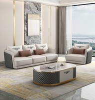 Juego de Sofás Modernos al por Mayor, Muebles de Lujo, Sofás Nórdicos de Cuero Vacuno de Primera Calidad para Sala de Estar, Sofá de Cuero en Forma de L de Estilo Italiano Moderno