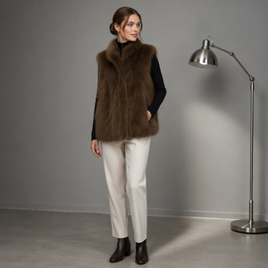 <span class=keywords><strong>Manteau</strong></span> en fausse <span class=keywords><strong>fourrure</strong></span> de vison à <span class=keywords><strong>prix</strong></span> d'usine, longueur 100 cm, col châle tricolore, gilet en <span class=keywords><strong>fourrure</strong></span> shaggy pour femme, hiver - Product Image 3