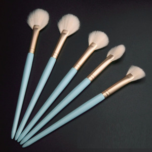 Abangzi cosmetici AA677 Top Grade capelli di capra manico in legno settore ventaglio spazzola di piccole dimensioni <span class=keywords><strong>rosa</strong></span> blu occhio Set Opp Bag <span class=keywords><strong>evidenziatore</strong></span> - Product Image 5