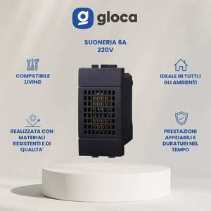 Juego de 2 timbres Gloca de 6A y 220V con diseño moderno, campanas de plástico para la serie Living - Product Image 2