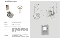 MK406 Boîtier métallique anti-poussière en alliage de zinc pour pièces d'ascenseur, type triangle, avec serrure à came à quart de tour cylindrique