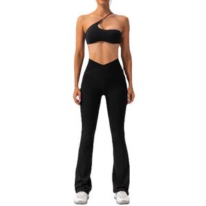 高品質女性用カスタムジムヨガブラフロントカットショートスポーツジムワークアウト2ピースセット - Product Image 4