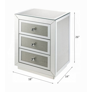 Comodino Stile Glamour con Tre Cassetti, Finitura a Specchio, Tavolino d'Accento Moderno per Arredamento Casa - Product Image 5