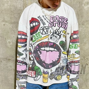 Clothing Manufacturers Custom Thermal Print Oversized Long Sleeve T-<b>shirt</b> for Men Pattern Print <b>Waffle</b> Knit Long Sleeve - Product Image 1