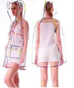 2018 אופנה פלסטיק שקוף מעיל גשם לאישה