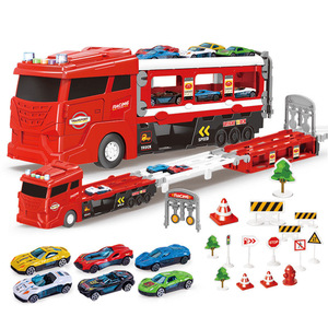 Camión de Juguete de Policía, Bomberos e Ingeniería, de Metal Fundido a Presión, con Remolque de Fricción y 6 Coches de Juguete de Aleación para Niños - Product Image 5