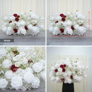 Centros de mesa de flores artificiales de seda blanca y roja, modernos y de alta calidad, para decoración de pasillos de boda. - Product Image 3