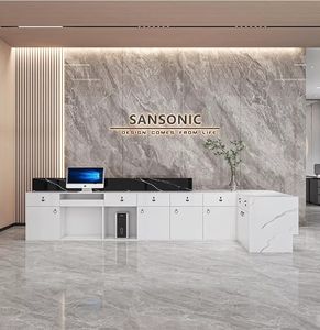 Bancone Reception Moderno Minimalista a <span class=keywords><strong>L</strong></span> Personalizzato per Ufficio, <span class=keywords><strong>Istituto</strong></span> di Formazione, Hall di Hotel, Palestra, Area Cassa - Product Image 4