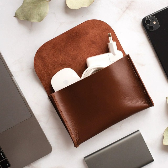 Factory Custom Logo Pu Leathercharger Storage Bag Portable Organizer Pouch For Mouse Power Bank Data Cable Electronic Gadgets