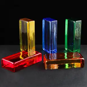 Tough Colored Red Blue Yellow Glass Block/Brick Solid Building Glass For Building/Home Decoration