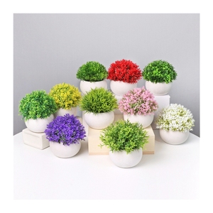 Mini plantes artificielles en pot verdure herbe verte en plastique Faux arbustes topiaires pour salle de bain maison cuisine bureau ferme décor - Product Image 1