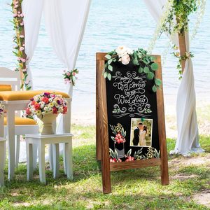 Panneau <span class=keywords><strong>de</strong></span> tableau noir A-Frame <span class=keywords><strong>Chevalet</strong></span> <span class=keywords><strong>de</strong></span> tableau noir autoportant double face, panneau <span class=keywords><strong>de</strong></span> <span class=keywords><strong>trottoir</strong></span> en bois robuste, planche à sandwich - Product Image 5