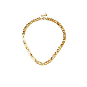 Geometric Metal Chain <b>Bracelet</b> Necklace <b>Set</b> Unisex Everyday Wear Gold Tone Jewelry - Product Image 5