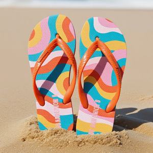 Chanclas Personalizadas con Diseño de Olas Coloridas para Adolescentes, Niños y Niñas, Sandalias de Playa con Estampado Floral, Antideslizantes, Pantuflas de Verano, Fabricante OEM - Product Image 3