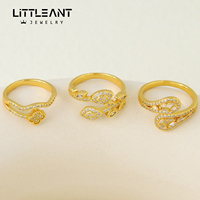 Ensemble de bracelet et bague en forme de trèfle simple et élégant, couleur or, plaqué or 14 carats, zircon blanc, bijoux pour femmes