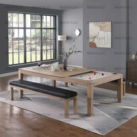 Table de billard multifonctionnelle moderne de 9 pieds en ardoise et bois massif, design blanc, 2 en 1, table à manger et billard