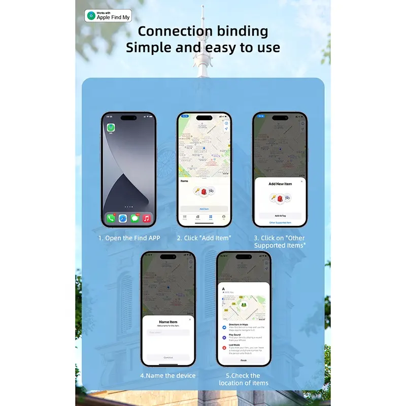 Buscador de llaves portátil antipérdida Rastreador GPS Posición global Pet Smart Airtag para Apple FindMy Dispositivo de seguimiento
