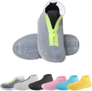 Waterproof Silicone Shoe Covers Reusable Foldable Not-Slip Rain Shoe Covers with Zipper Shoe Protectors Overshoes Rain