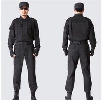 Uniforme de sécurité personnalisé, tenue de travail, chemises et pantalons, conception de logo brodé, uniformes de sécurité noirs vierges personnalisés, ODM