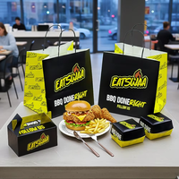 Boîte à frites jetable en papier pour emporter, emballage alimentaire personnalisé, boîtes à ailes de poulet, boîte à hamburger pour la restauration rapide avec poignée
