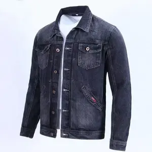 Jaket Denim Retro pria, pakaian kargo versi Korea ramping kasual Musim Semi dan Gugur