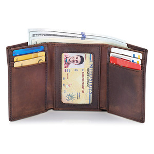 Genuine Leather Tri Fold <b>Wallet</b> With <b>RFID</b> <b>Blocking</b> Multi Card Slots Men's Coffee Brown <b>Wallet</b> - Product Image 1