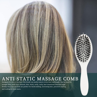 Nuevo Producto, Empaque Personalizado, Cepillo para Extensiones de Cabello con Cerdas de Jabalí Recubiertas de Nailon Blanco y Mango de Madera