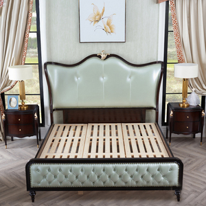 Rắn Gỗ Nền Tảng Khung Giường Sang Trọng Nội Thất Phòng Ngủ Bộ Nhà Khách Sạn Mới Nhất 1.8M Kích Thước Lớn Mềm Da Bìa Giường - Product Image 6